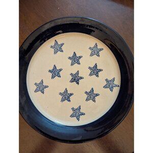 Marshall Pottery Handcrafted Stoneware Plate With Blue Star Pattern